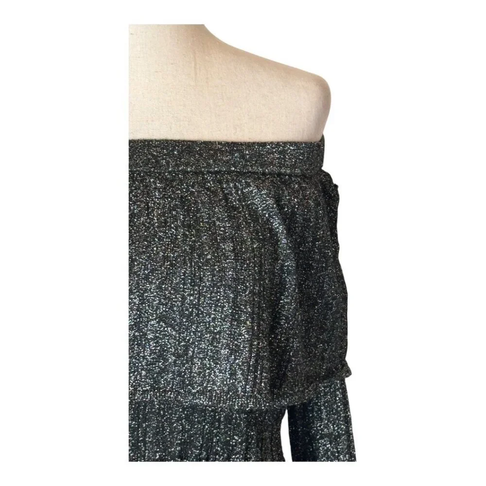 Keepsake‎ Dress Women Small Gray Off The Shoulder Metallic Reflections Sheath